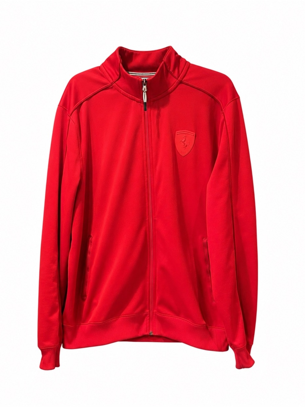 Puma x Ferrari Scuderia Mens Red Full Zip Track Jacket Motorsport Shield Size L